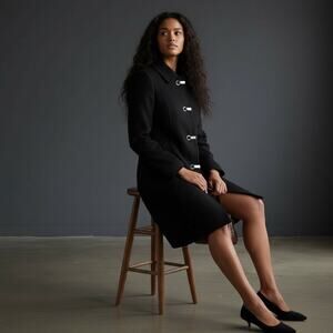 Michael Kors women’s medium black Buckle trench Jacket removable hood collared